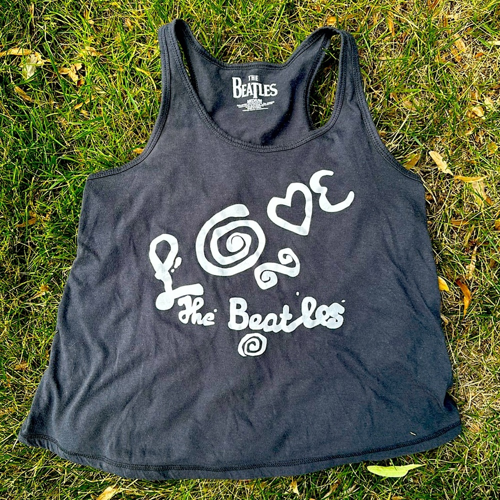 The Beatles size medium, gray and white tank top